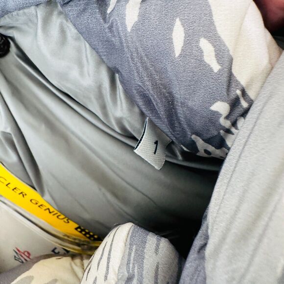 Moncler Genius Muted Cream Blue Gray Sage Army Paint Swatch Hooded Down Jacket S - Picture 9 of 16